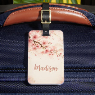Etiqueta Para Maletas Flores de acuarela floral personalizadas melocotón