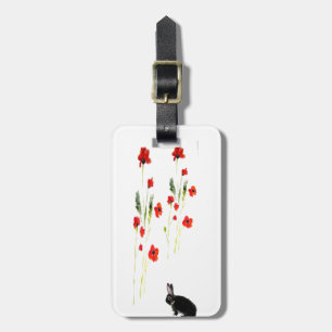 Etiqueta Para Maletas Flores de amapola conejo floral