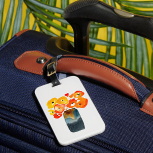 Etiqueta Para Maletas Flores de amapola naranja acuarela