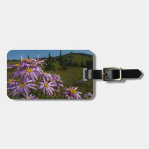 Etiqueta Para Maletas Flores de Aster Púrpura en Mount Rainier