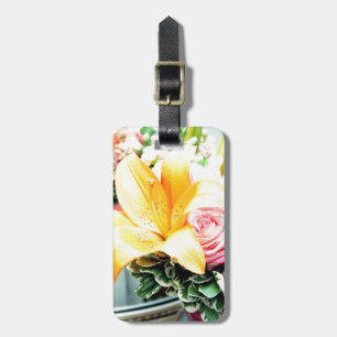 Etiqueta Para Maletas flores de boda rosa naranja estrella lirio rosa