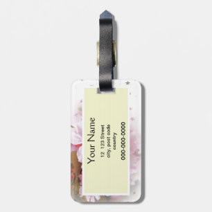 Etiqueta Para Maletas flores de cerezo rosadas. arte con fotos florales.