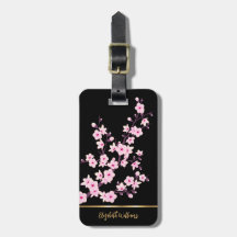 Flores de cerezo rosadas Floral negro personalizab