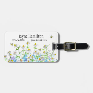 Etiqueta Para Maletas Flores de Chamomile hierbas Abeja