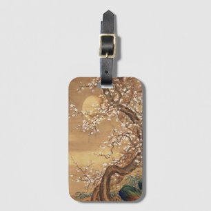 Etiqueta Para Maletas Flores de ciruelas antiguas japonesas a la luz de 