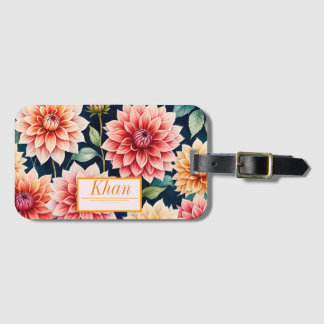 Etiqueta Para Maletas Flores de Dahlia patrón arte digital / Personaliza