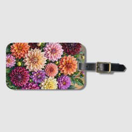 Etiqueta Para Maletas Flores de Dalia Coloridas
