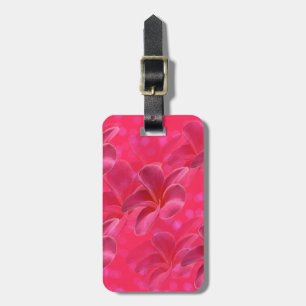 Etiqueta Para Maletas Flores De Frangipani Rosadas En Fondo De Bokeh Ros