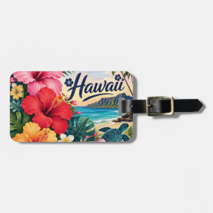 Etiqueta Para Maletas Flores de Hawái