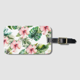 Etiqueta Para Maletas Flores de Hibiscus Tropical Rosa