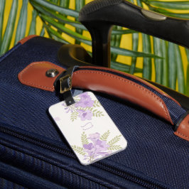 Etiqueta Para Maletas Flores de Jacaranda Personalizadas Botánica Austra