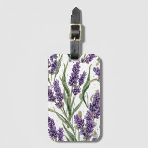 Etiqueta Para Maletas Flores de lavanda púrpura Botánica acuarela