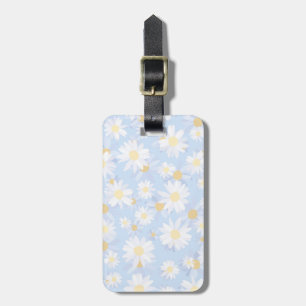 Etiqueta Para Maletas Flores de margarita blanca y azul