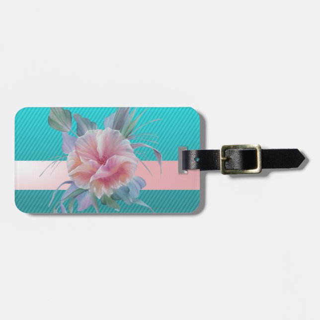 Etiqueta Para Maletas Flores de Moda Giralmente Modernas, Rayas (Frente Horizontal)