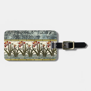 Etiqueta Para Maletas Flores de vidrio manchado con una frontera tan gra