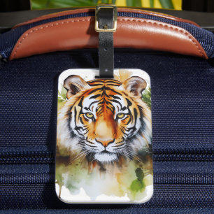 Etiqueta Para Maletas Flores del Pastel de Tigre Safari acuarela Savanna