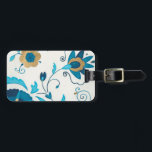 Etiqueta Para Maletas Flores doradas índigo con fondo blanco<br><div class="desc">Una Erica J. Vess original,  dorada,  flor índigo,  descansa sobre un fondo blanco. ¡Un cuadro sencillo y sutil que a cualquiera le encantaría recibir como regalo!</div>