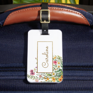 Etiqueta Para Maletas Flores Elegantes Personalizadas