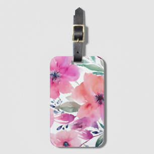 Etiqueta Para Maletas Flores en Flor Flores Rosadas Pintadas con Acuar
