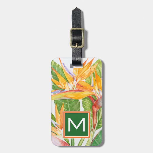 Etiqueta Para Maletas Flores exóticas acuarela (Frente Vertical)