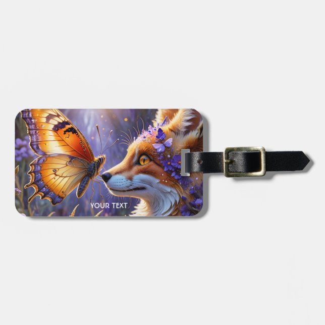 Etiqueta Para Maletas Flores Fox Fantasy Cute Butterfly (Frente Horizontal)