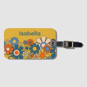 Etiqueta Para Maletas Flores Groovy Retro 60 70 personalizadas