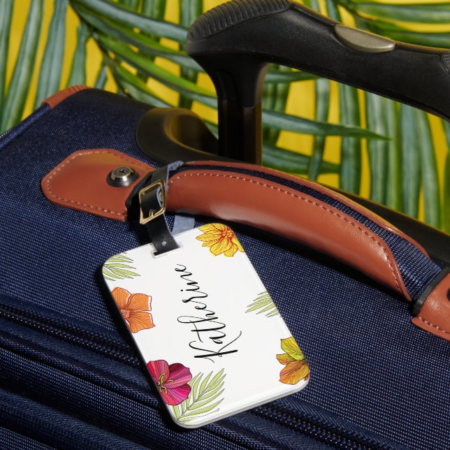 Etiqueta Para Maletas Flores hawaianas de Aloha (Anverso In situ 1)