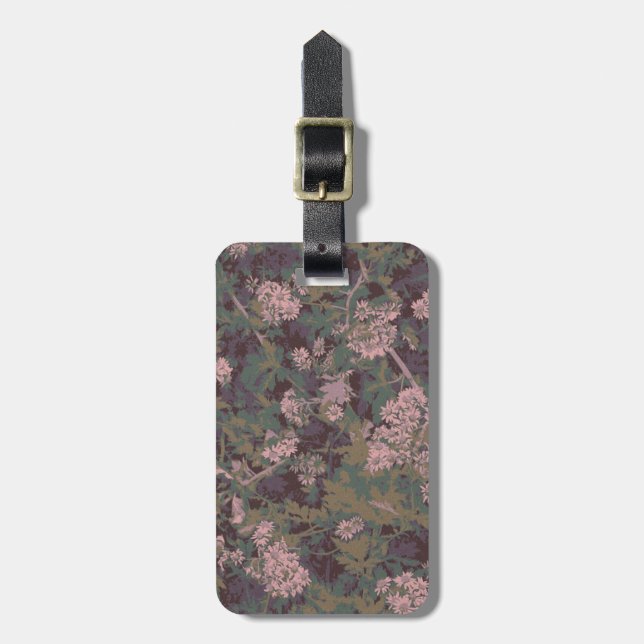 Etiqueta Para Maletas Flores, hojas, y camuflaje (Frente Vertical)
