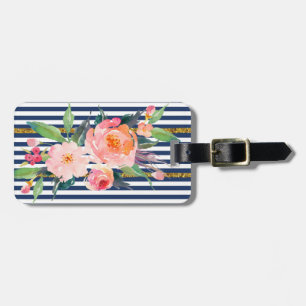 Etiqueta Para Maletas Flores modernas chic femeninas -Rayas