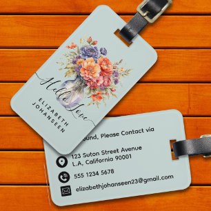 Etiqueta Para Maletas Flores naturales rusas Mason Jar Pale Blue