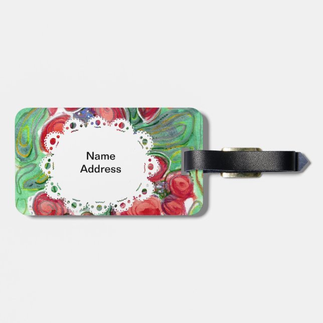 Etiqueta Para Maletas Flores rojas (Atrás Horizontal)