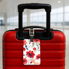 Etiqueta Para Maletas Flores rojas floreciendo bonitas personalizadas