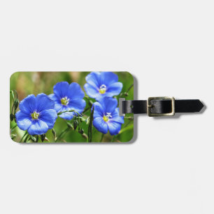 Etiqueta Para Maletas Flores salvajes azules grandiosas contra el césped