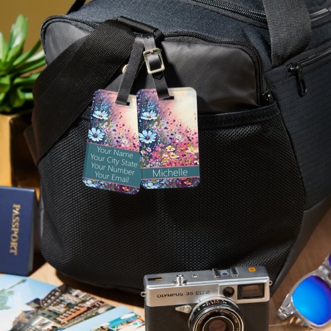 Etiqueta Para Maletas Flores silvestres (Anverso & Reverso)