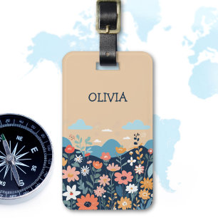 Etiqueta Para Maletas Flores silvestres botánicas personalizadas lindas 