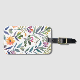 Etiqueta Para Maletas Flores Silvestres Coloridas | Acuarela Floral Herm