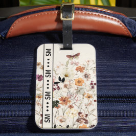Etiqueta Para Maletas Flores silvestres de presión Cottagecore Monograma
