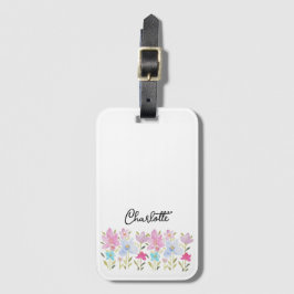 Etiqueta Para Maletas Flores silvestres de verano lindo monogramadas