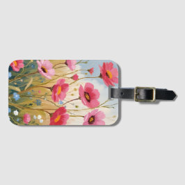 Etiqueta Para Maletas Flores sonrojadas | Pradera floral de flores rosad