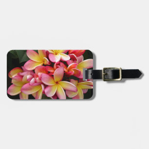 Etiqueta Para Maletas Flores tropicales rosas y amarillas de Plumeria