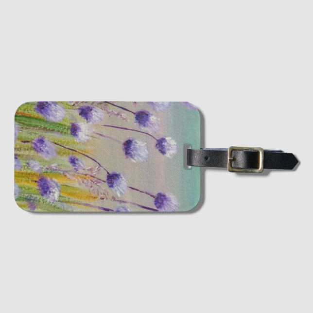 Etiqueta Para Maletas Flores violetas (Anverso horizontal)