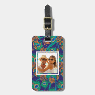 Etiqueta Para Maletas Flores Y Plumas De Foto personalizado