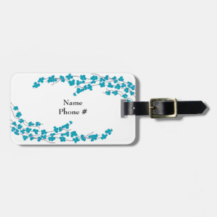 Etiqueta Para Maletas Flores y ramas de aqua