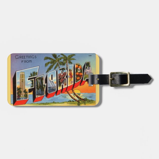 Etiqueta Para Maletas Florida Retro Tropical  (Frente Horizontal)