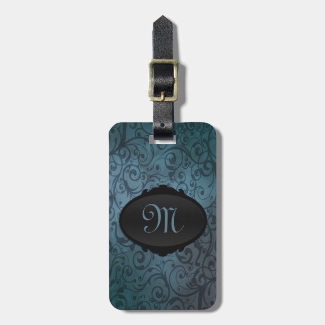 Etiqueta Para Maletas Flourish azul (Frente Vertical)