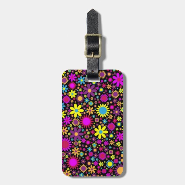 Etiqueta Para Maletas Flower Power (Frente Vertical)