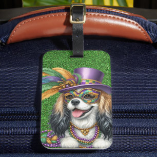 ETIQUETA PARA MALETAS FLUFFY CUTE MARDI GRAS PUPPY DOG