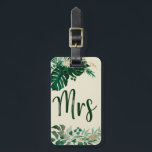 Etiqueta Para Maletas Foliage tropical Novia moda Sra. Honeymoon Viaje<br><div class="desc">Foliage Tropical Trendy Greenery and Gold Leaves Personalizó al Sr. y a la Sra. Lumaletas Etiquetas - con borde de hoja tropical. Una idea de regalo para los recién casados, para la luna de miel que viaja, en una atrevida paleta de colores de ricos verdes, esmeralda y oro. Este diseño...</div>