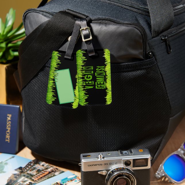 Etiqueta Para Maletas Folleto de la hierba feminista de SlipperyJoe (Anverso & Reverso)