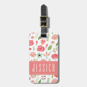 Etiqueta Para Maletas Fondo blanco de las flores pasteles variadas